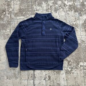 Peter Millar Men’s Quarter-Snap Fleece Pullover – Navy Pattern – Size M